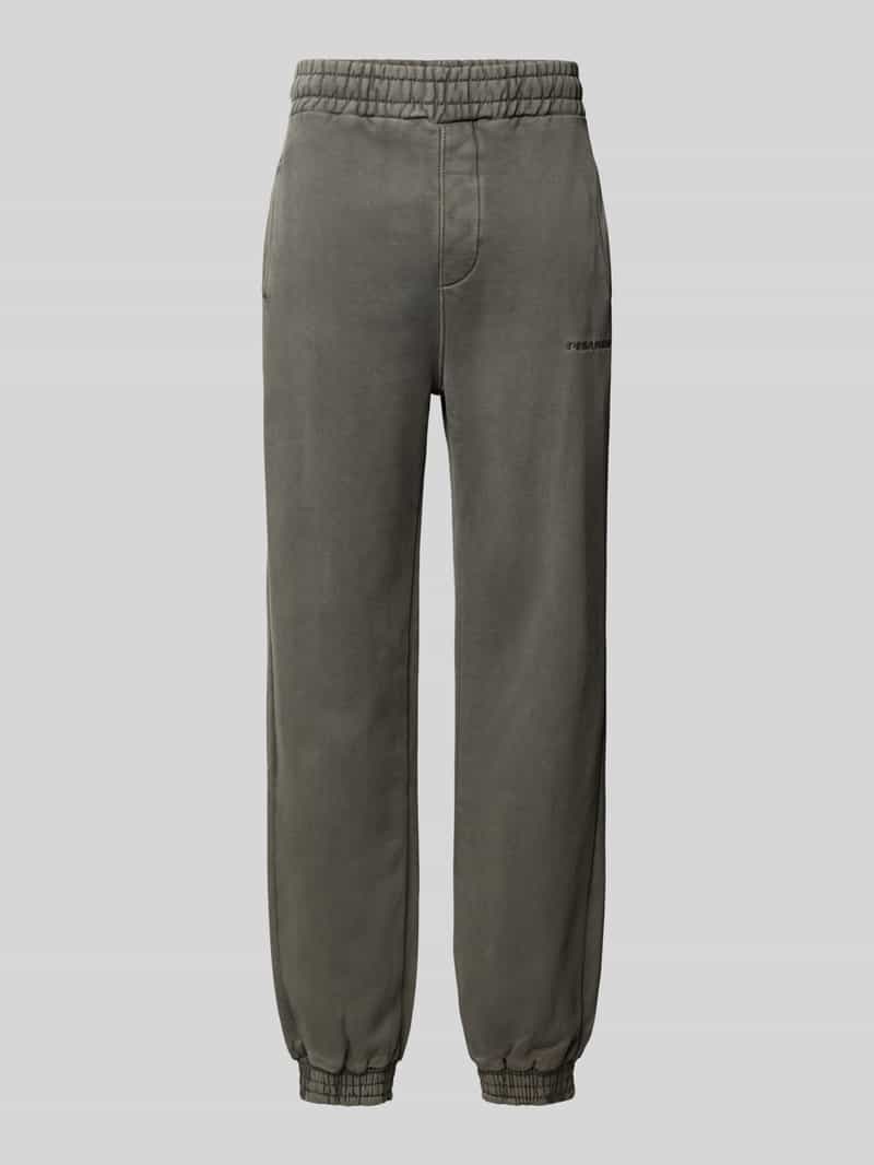 PEGADOR Straight fit joggingbroek van katoenmix met logoborduursel