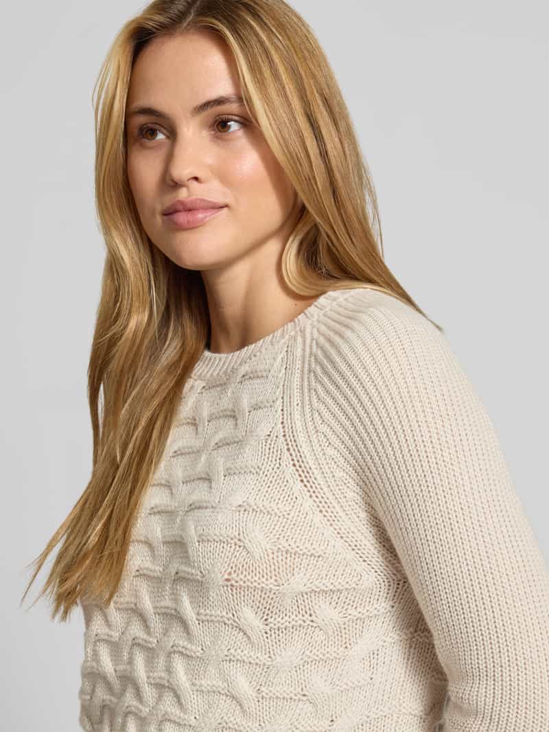 Armani Exchange Pullover van scheerwolmix in tricotlook zand, foto 4