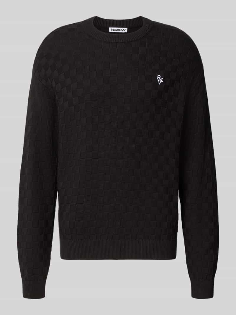 REVIEW Regular fit gebreide pullover van zuivere katoen met labeldetail