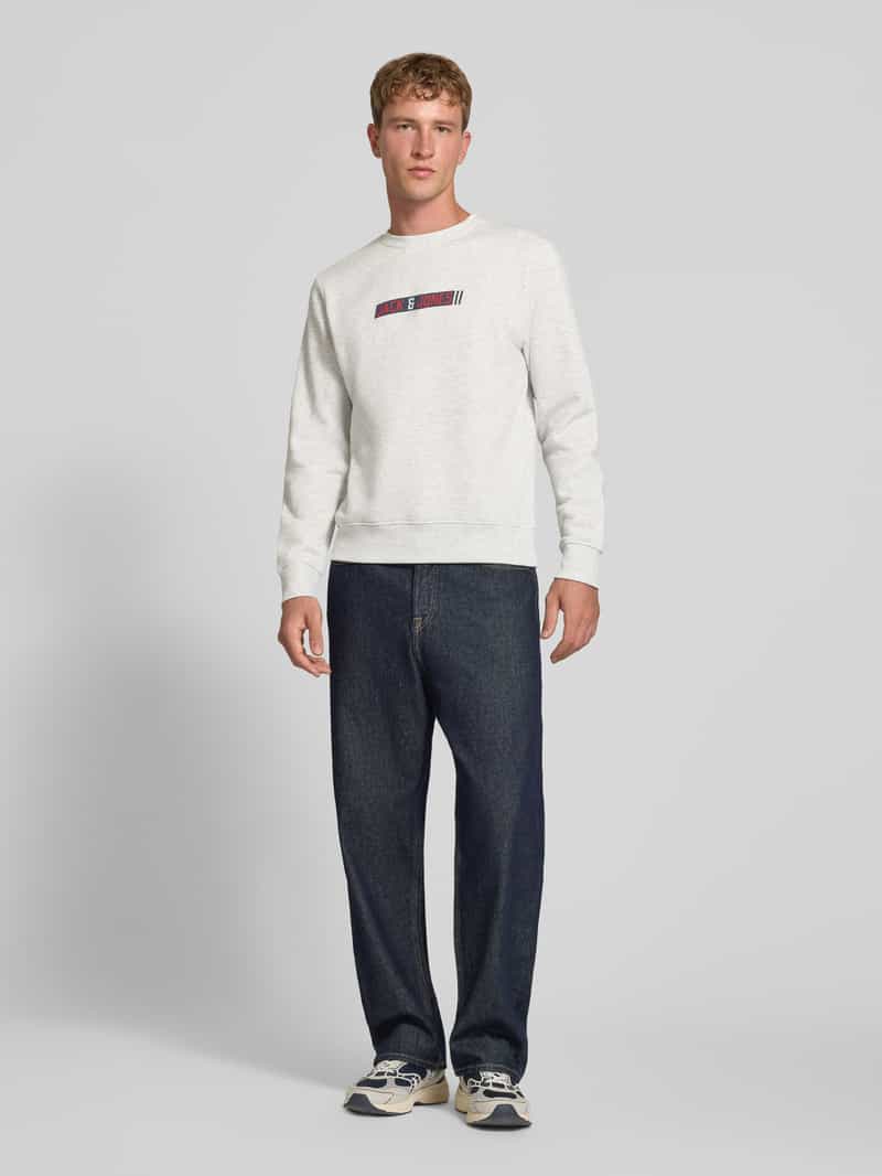 Jack & Jones Regular fit sweatshirt met katoen-aandeel model 'Munk' white melange, foto 5