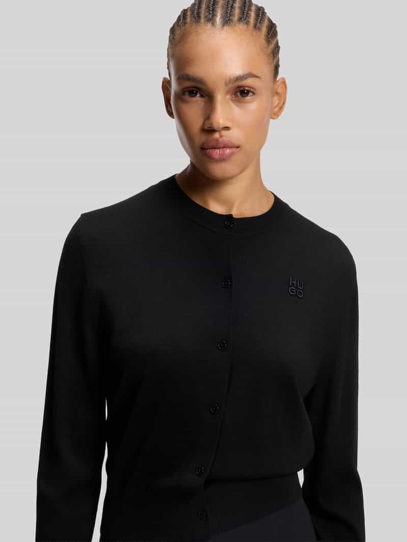 HUGO Regular fit gebreid jack van zuivere scheerwol model 'SFABRI'