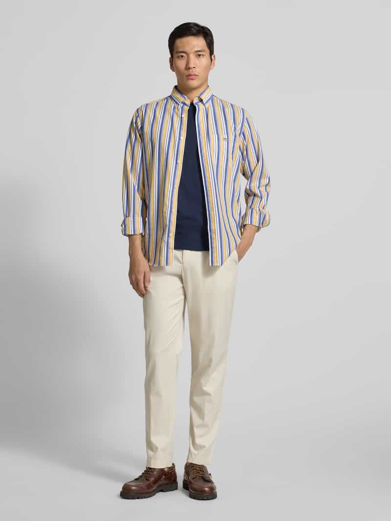 Gant Regular fit T-shirt met labelstitching, model 'SHIELD' avondblauw, foto 6