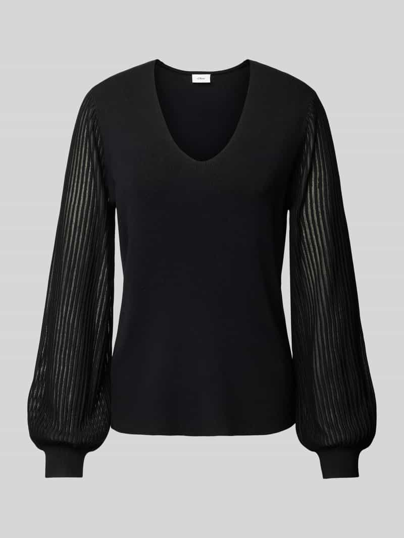 S.Oliver BLACK LABEL Regular fit shirt met lange mouwen van viscosemix met semi-transparante mouwen