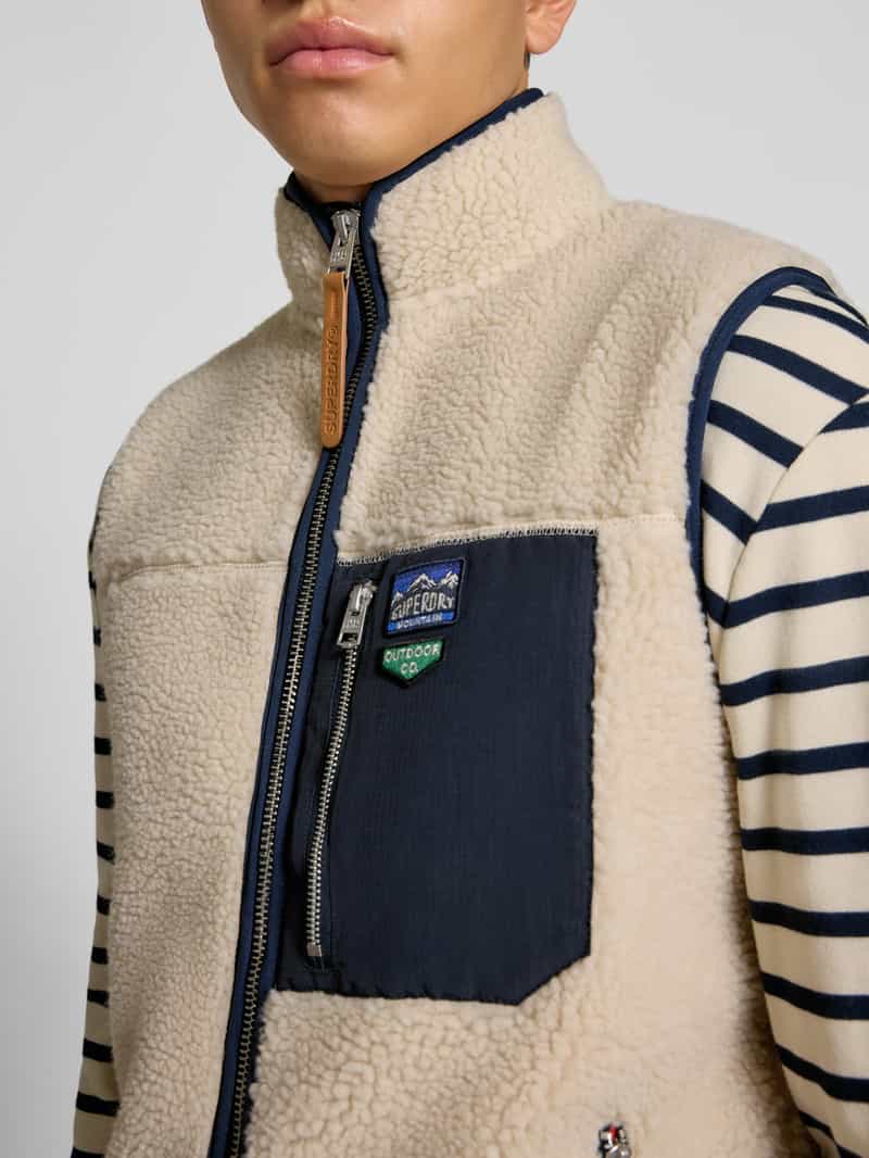 Superdry Fleecegilet met ritszakken en opstaande kraag