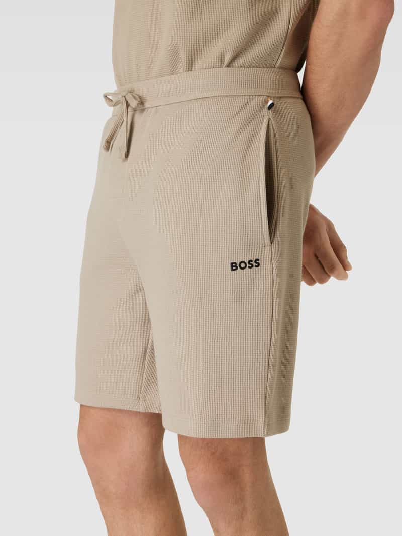 Boss Korte regular fit broek met labelstitching