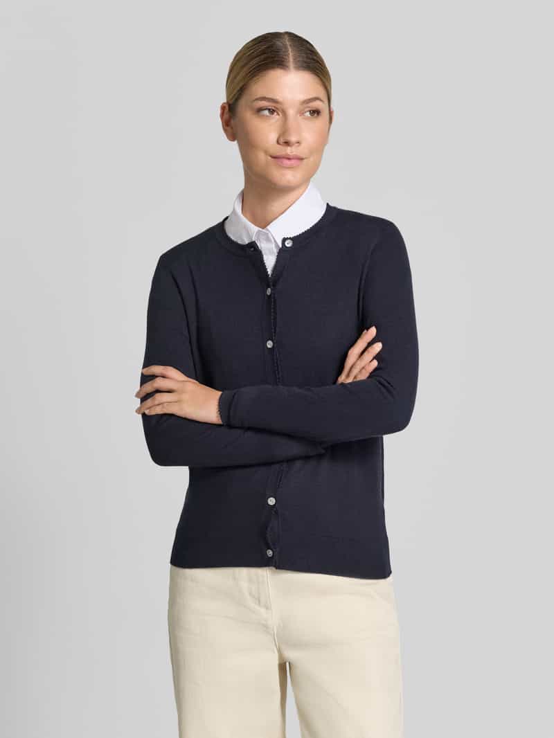 Christian Berg Woman Regular fit gebreid jack van viscosemix met geschulpte zoom