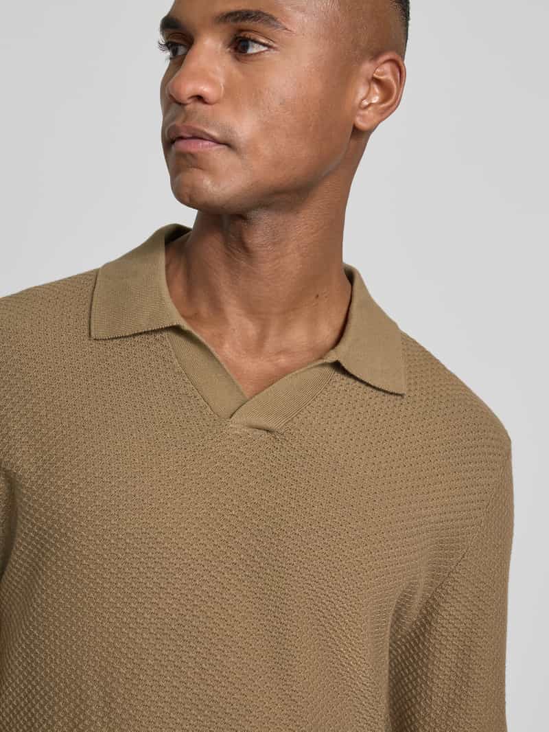 lindbergh Gebreide pullover met structuurmotief en platte kraag