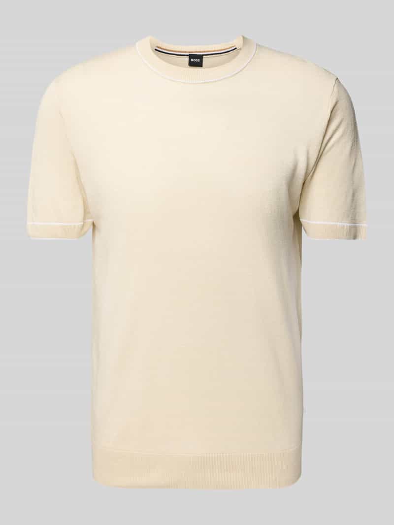 Boss T-shirt van een mix van linnen en viscose model 'Jiovanni'