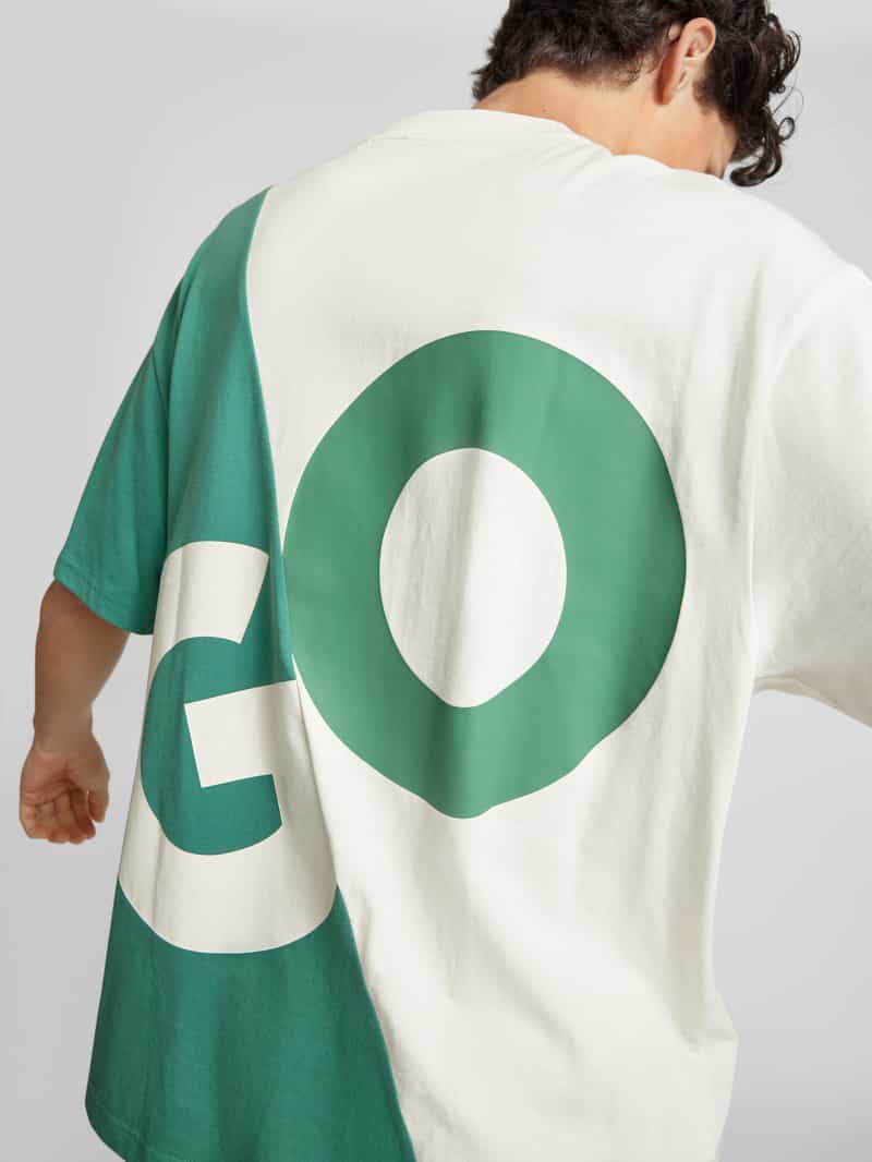 Hugo Blue T-shirt met labelprint model 'Nokerios'
