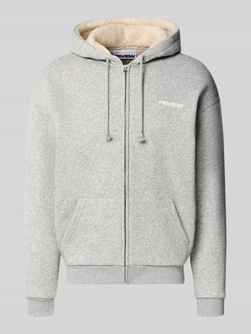 Regular fit sweatjack van katoenmix met voering van teddybont