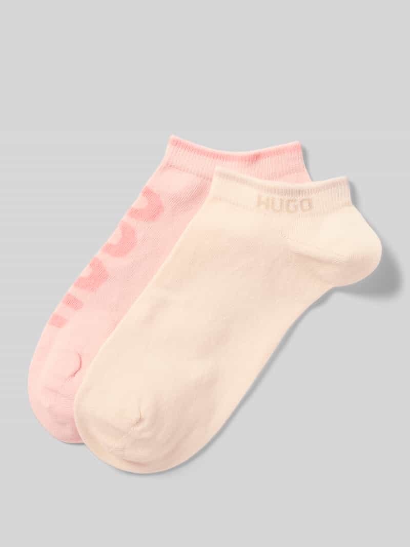 HUGO Sneakersokken met logoprint in een set van 2 paar