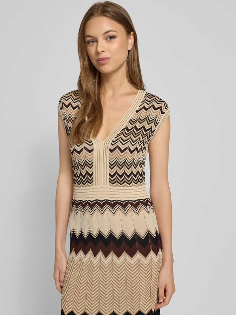 Zero Maxi-jurk van viscosemix met V-hals
