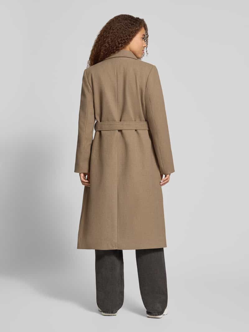 Pieces Regular fit lange jas met strikceintuur model 'AYA'