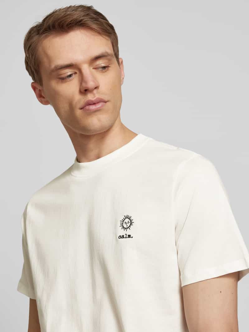 Blend T-shirt met motief- en statementstitching model 'JANUS'
