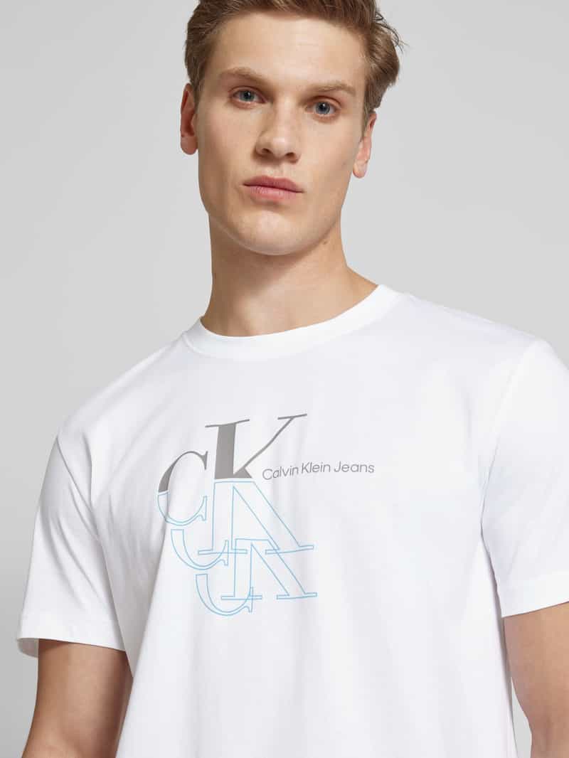 Calvin Klein Jeans T-shirt met labelprint model 'MONOGRAM ECHO'