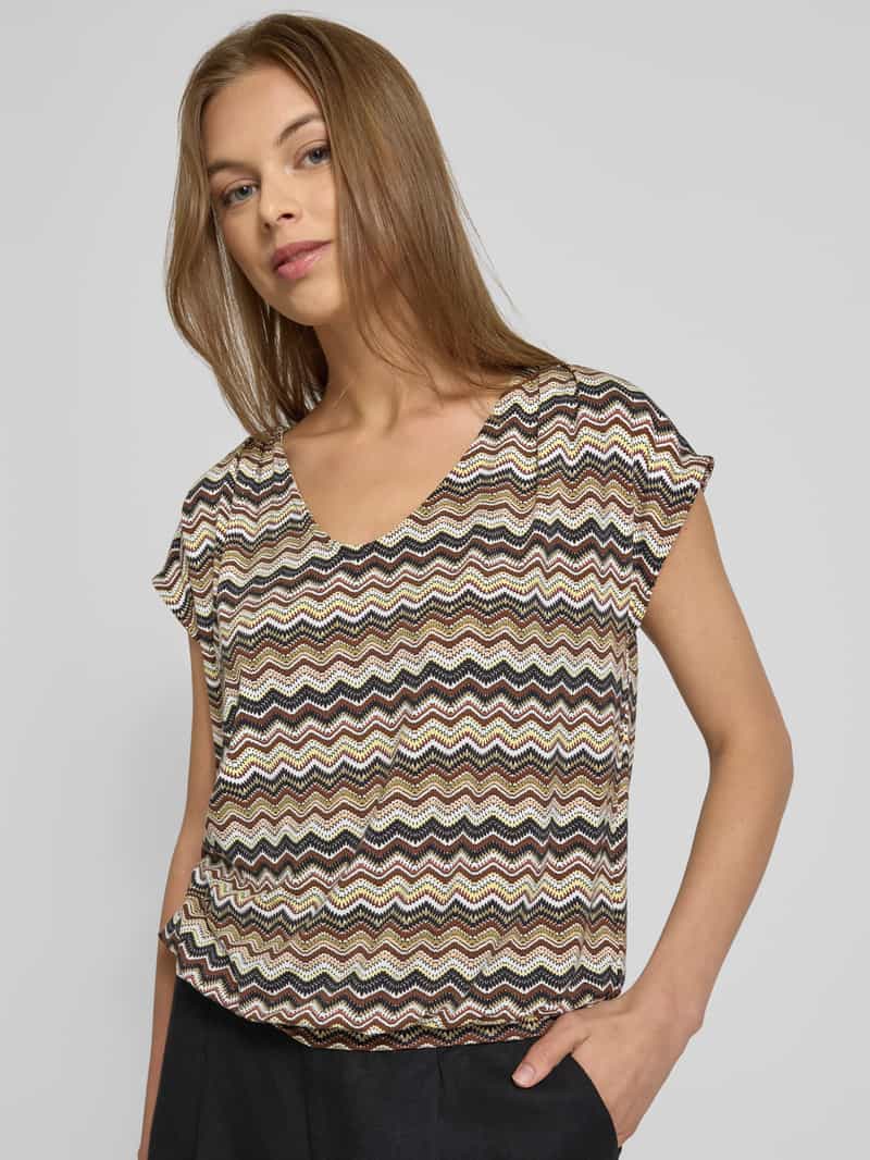 Zero T-shirt in all-over look met V-hals