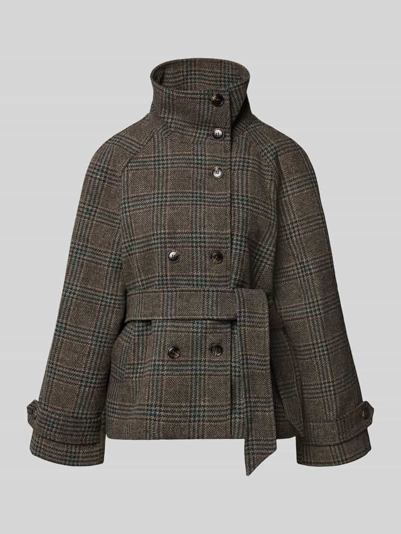 NEO NOIR Jack met opstaande kraag en strikceintuur model 'Munet'