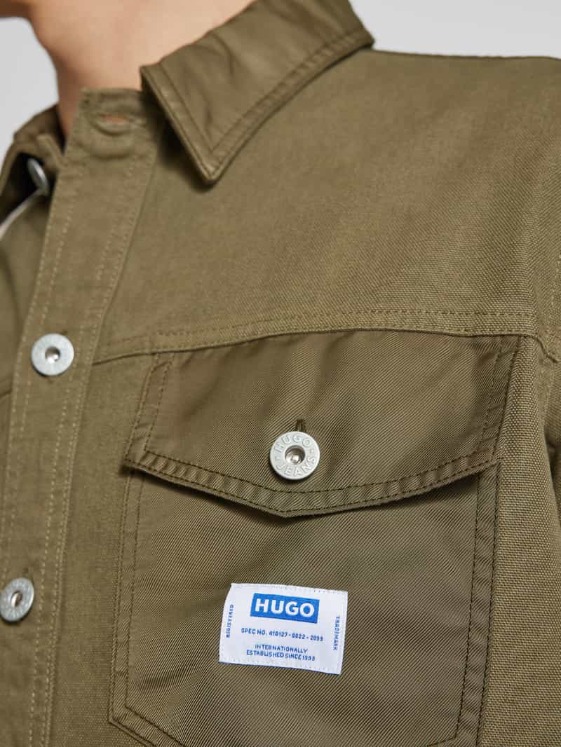 Hugo Blue Regular fit vrijetijdsoverhemd met paspelzakken op de borst model 'Ebrido'