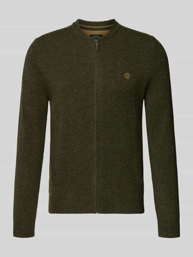 MCNEAL Regular fit gebreid jack van pure wol met geborduurd logo