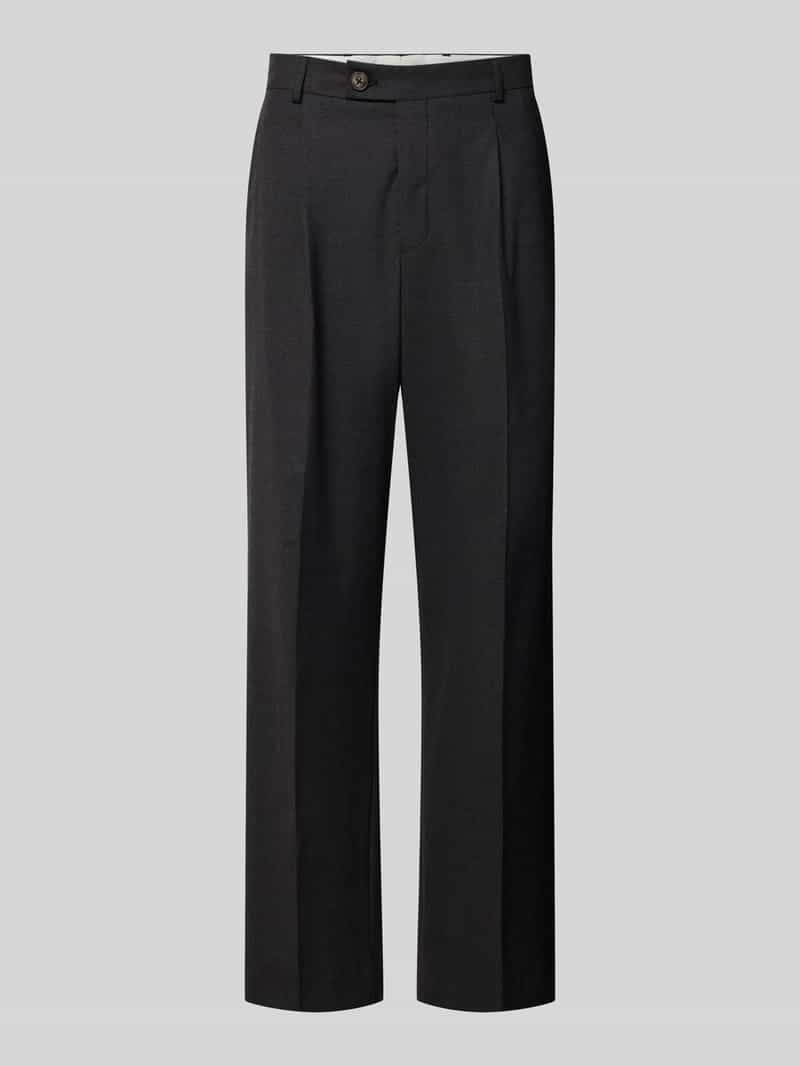 straight fit stoffen broek met bandplooien
