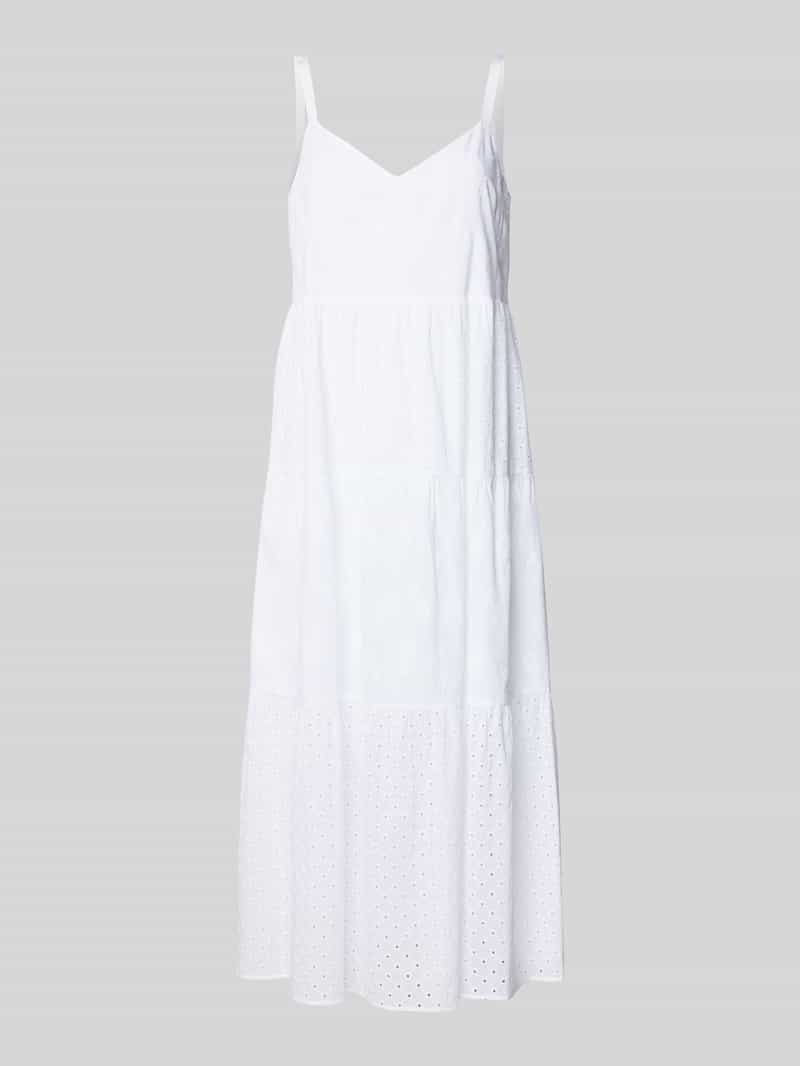 Marc Cain Midi-jurk met broderie anglaise en V-hals