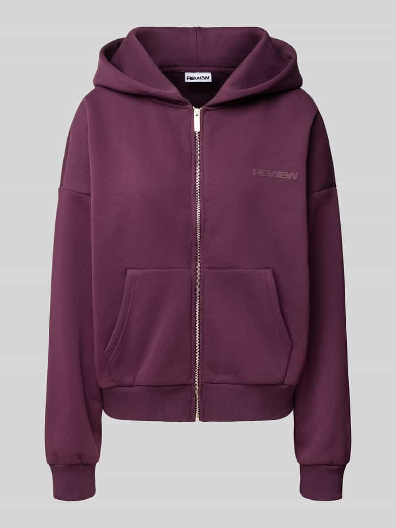 REVIEW relaxed fit sweatjack van katoenmix met labeldetail