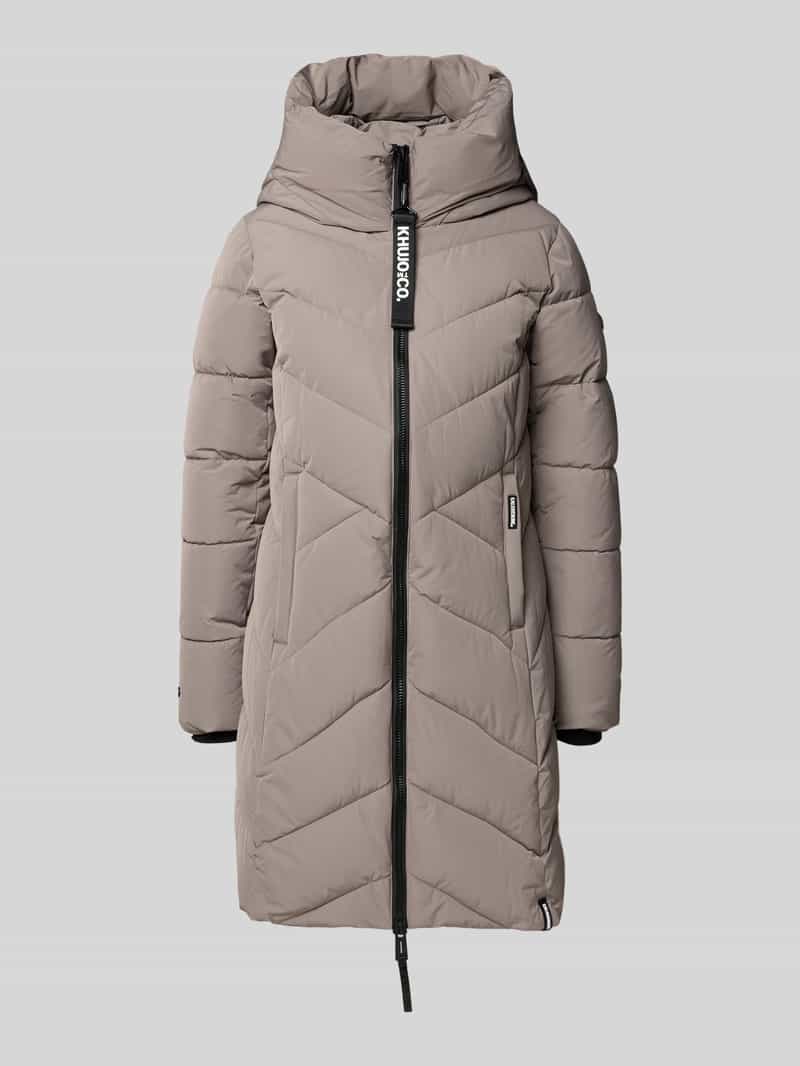 khujo Regular fit gewatteerde lange jas met logoprint model 'Darka'