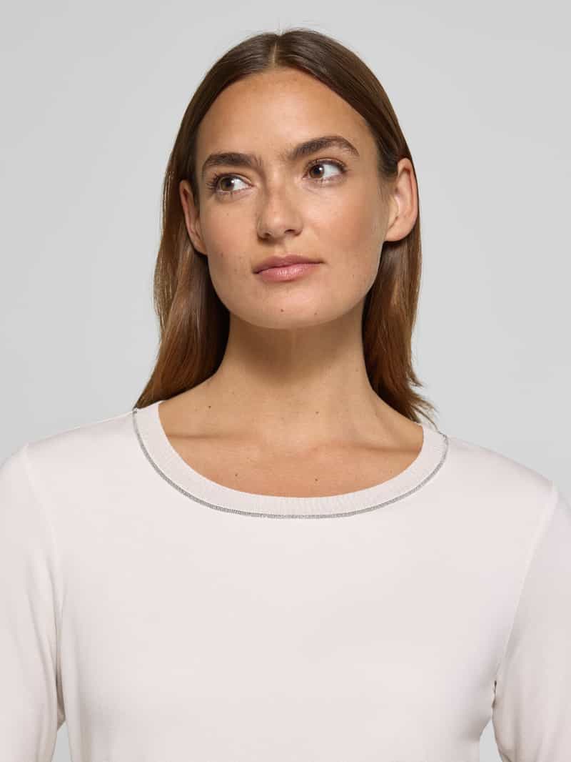 monari Shirt met lange mouwen en geribde ronde hals