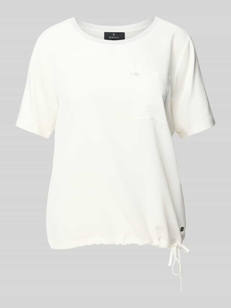 monari T-shirt met borstzak en siersteentjes