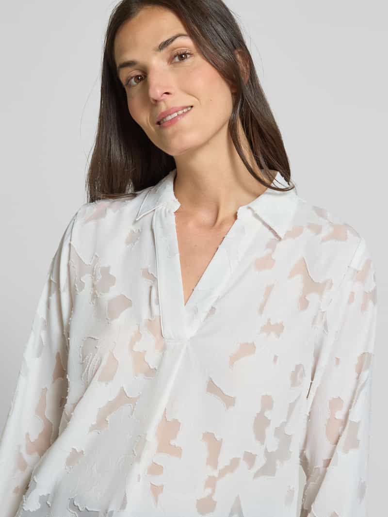 comma Regular fit blouse met platte kraag en V-hals