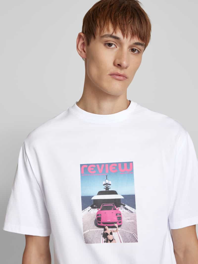 REVIEW T-shirt met geribde ronde hals