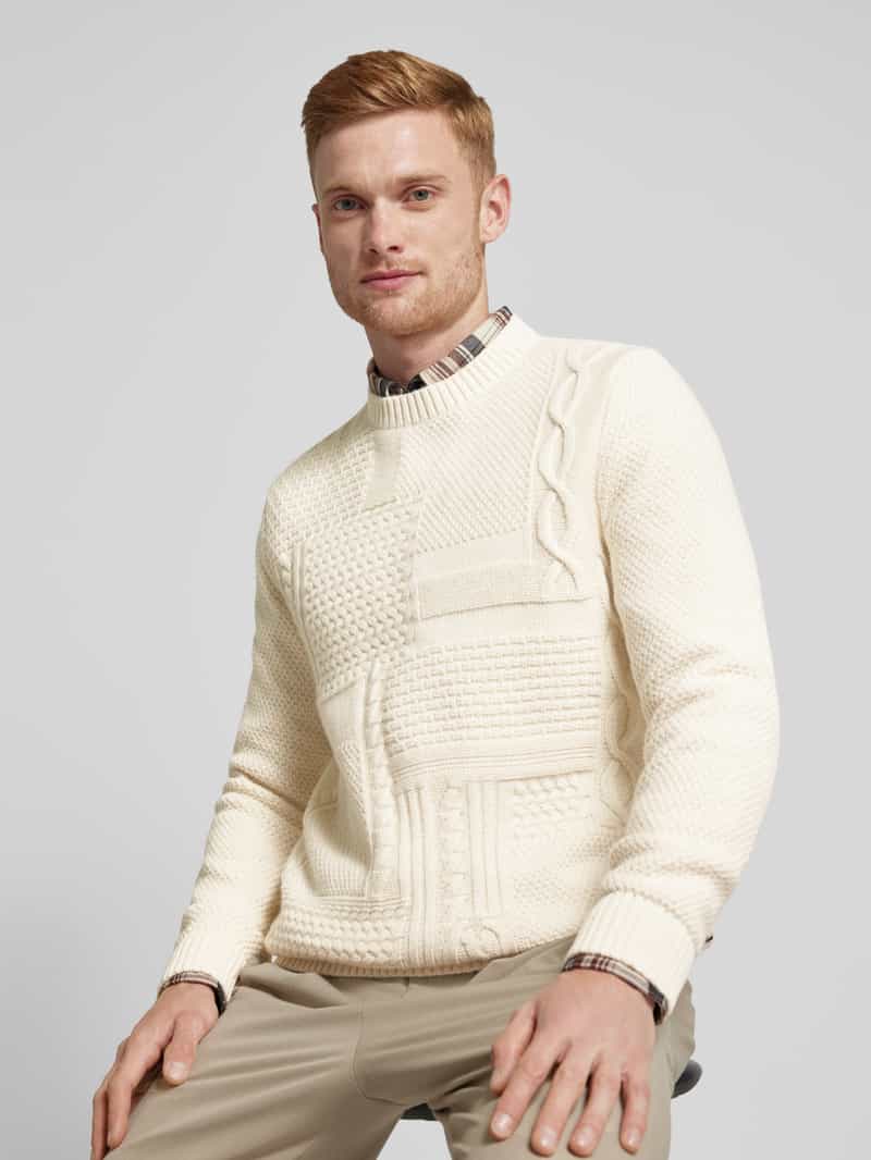 Barbour Gebreide pullover van een mix van wol en katoen met ronde hals