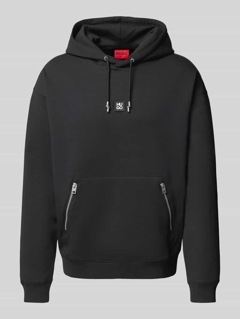 HUGO Hoodie van katoenmix met logo-applicatie model 'Dargenhood'