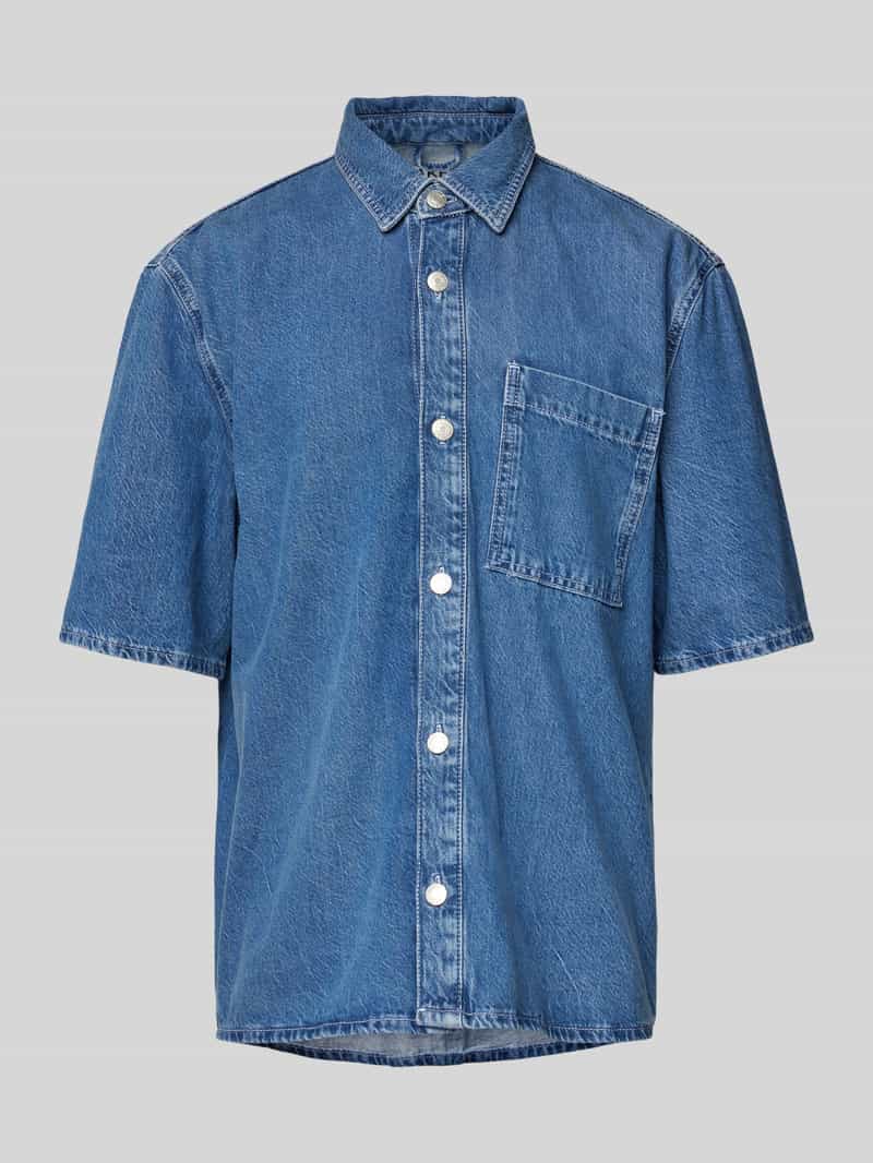 Regular fit jeansoverhemd met 1/2-mouwen