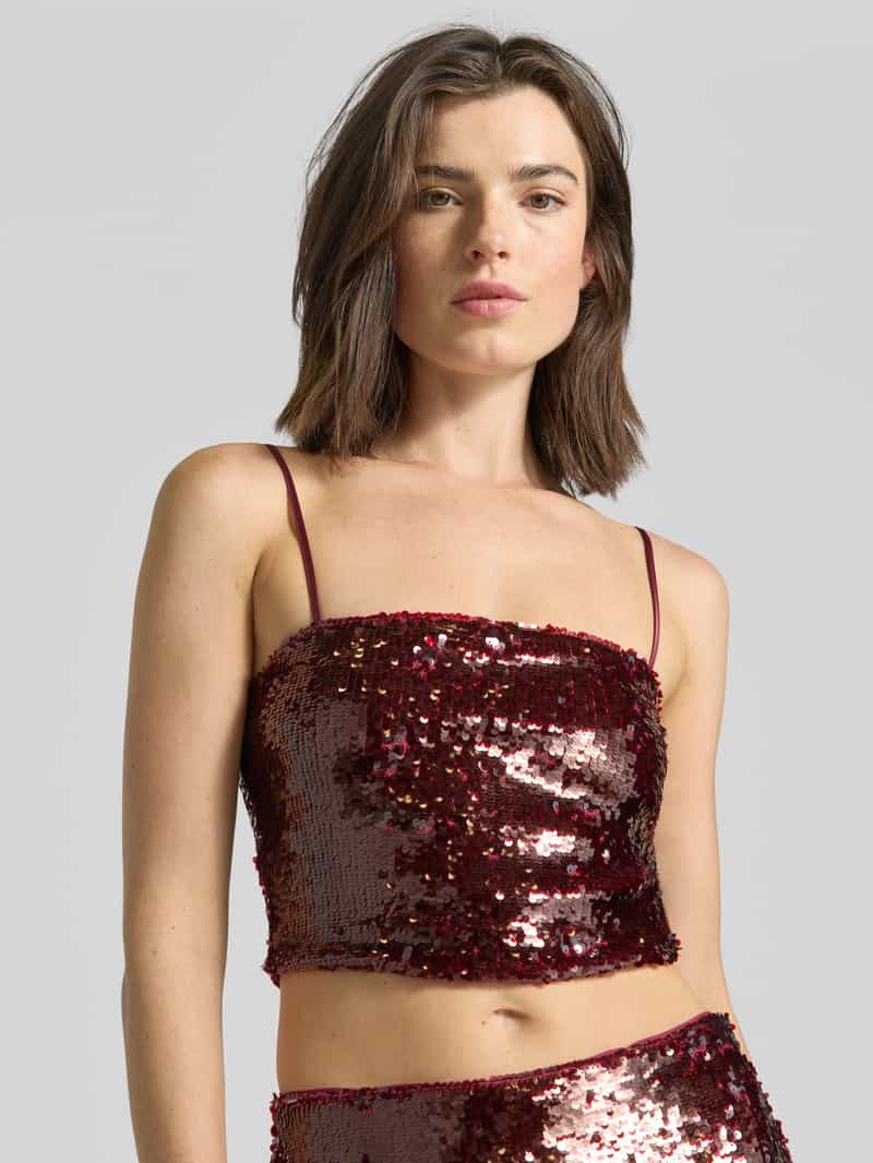 Jake*s Cocktail Slim fit korte top met pailletten