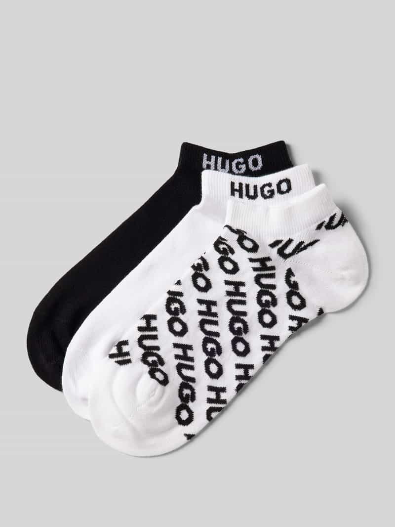 HUGO Sneakersokken met labelprint in een set van 3 paar