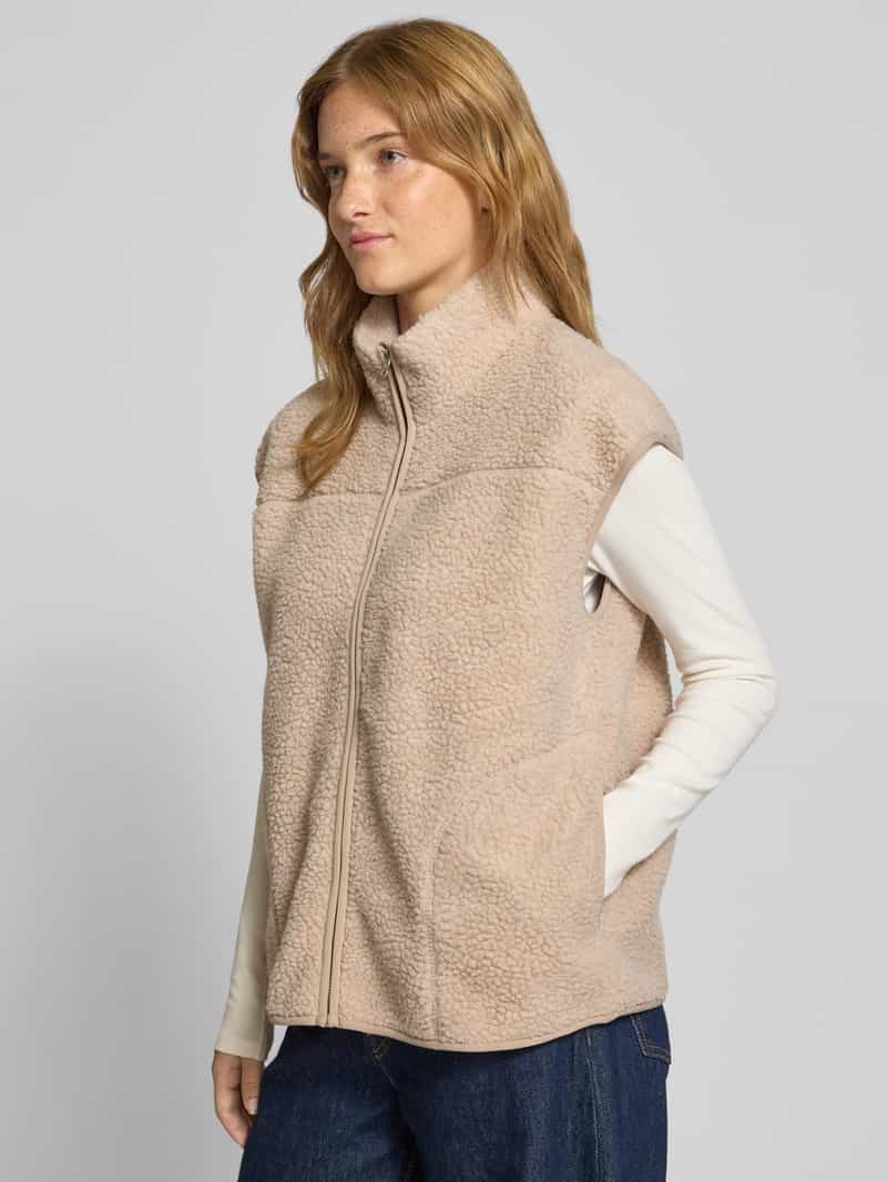 Pieces Comfort fit gilet van teddybont met opstaande kraag model 'SADIA'