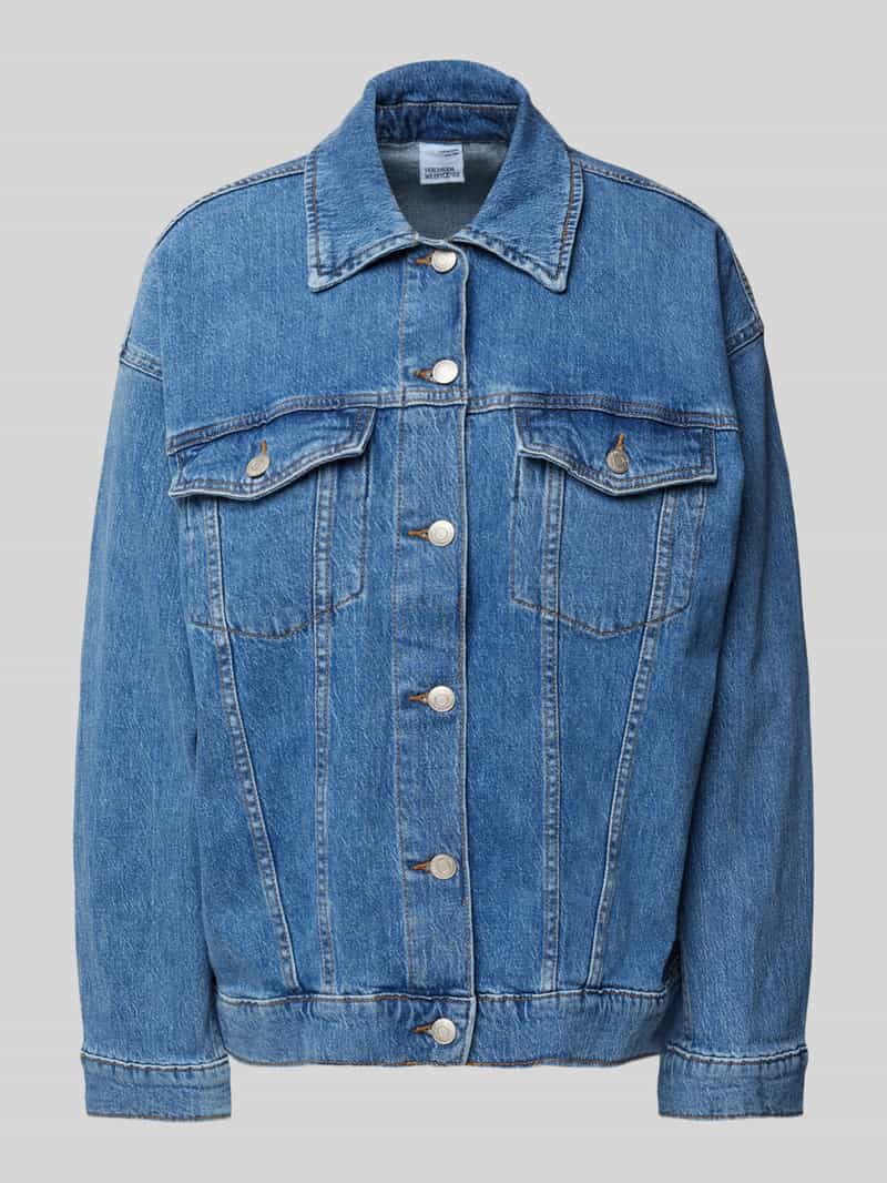 Vero Moda Regular fit jeansjack van katoenmix met fly-away-kraag model 'TESSA'