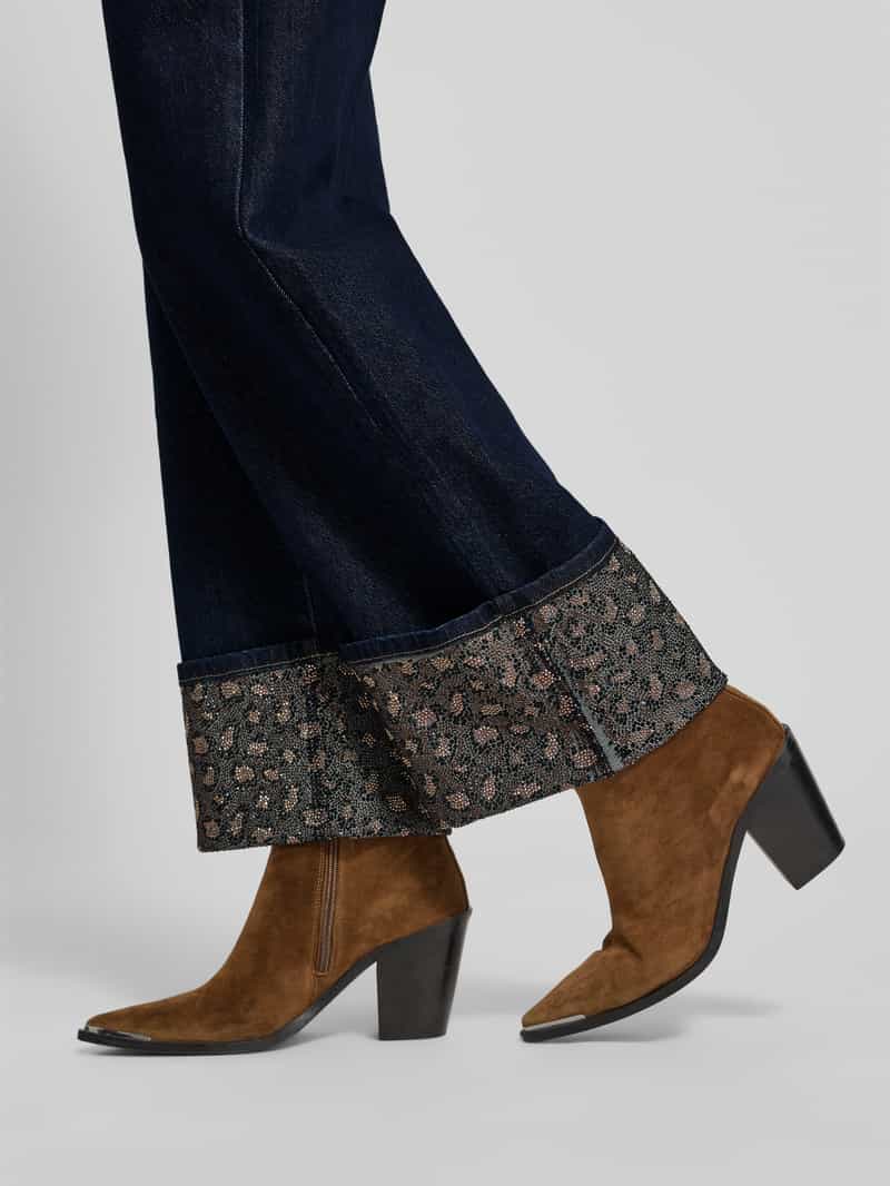 miss goodlife Straight fit jeans met omslag en siersteentjes