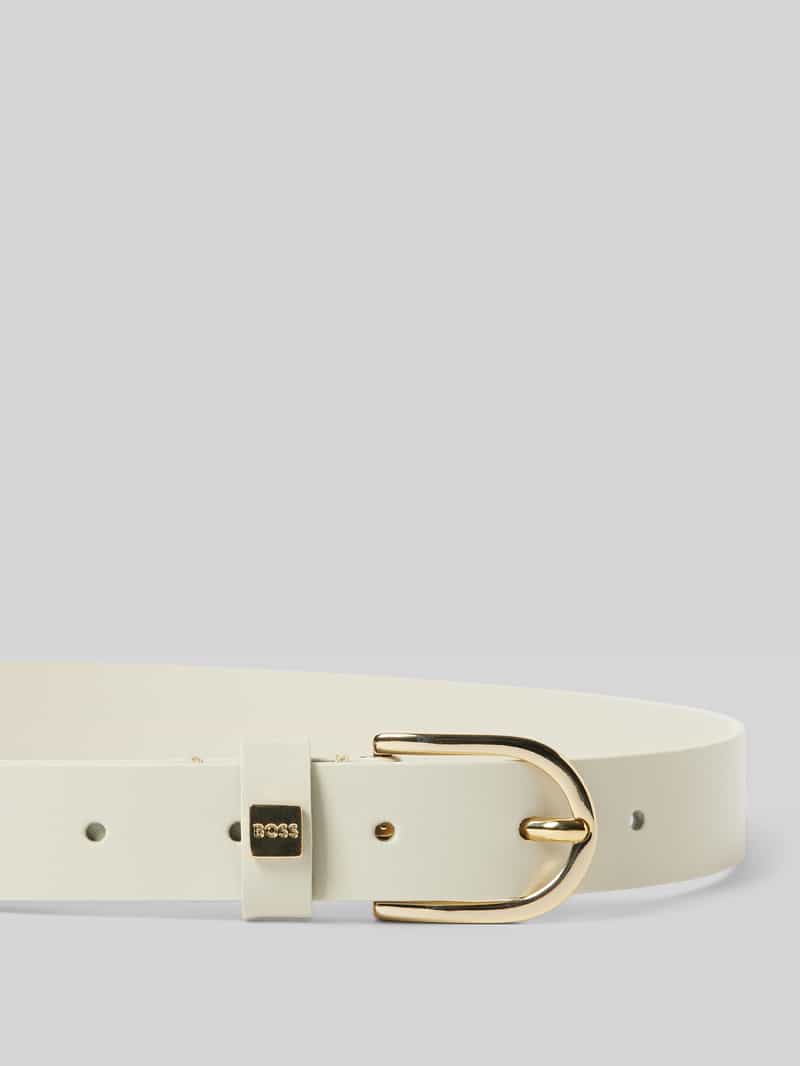 Boss Riem van rundleer met doornsluiting en labeldetail