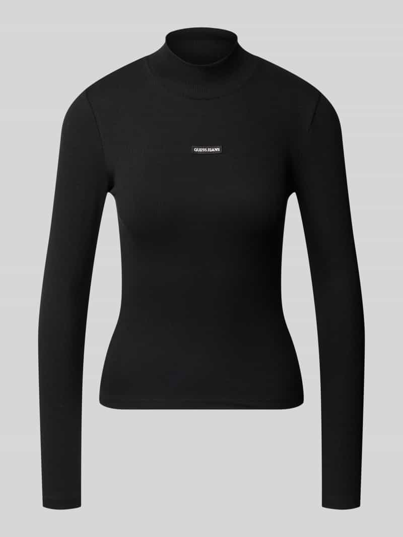 GUESS Jeans slim fit longsleeve van katoenmix met logopatch