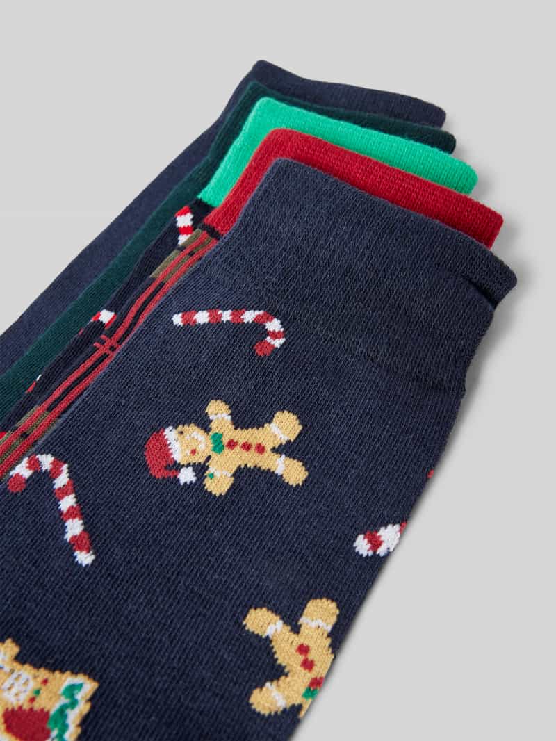 jack & jones Sokken met labeldetail in een set van 5 paar model 'XMAS CANDY'