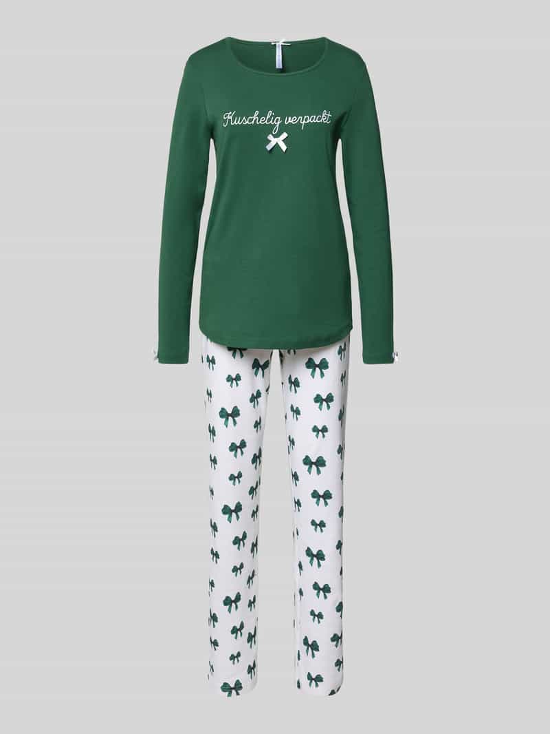 LOUIS & LOUISA Relaxed fit pyjama met sierstrik model 'Kuschelig'