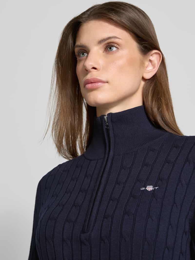 Gant Schipperstrui met logostitching en kabelpatroon