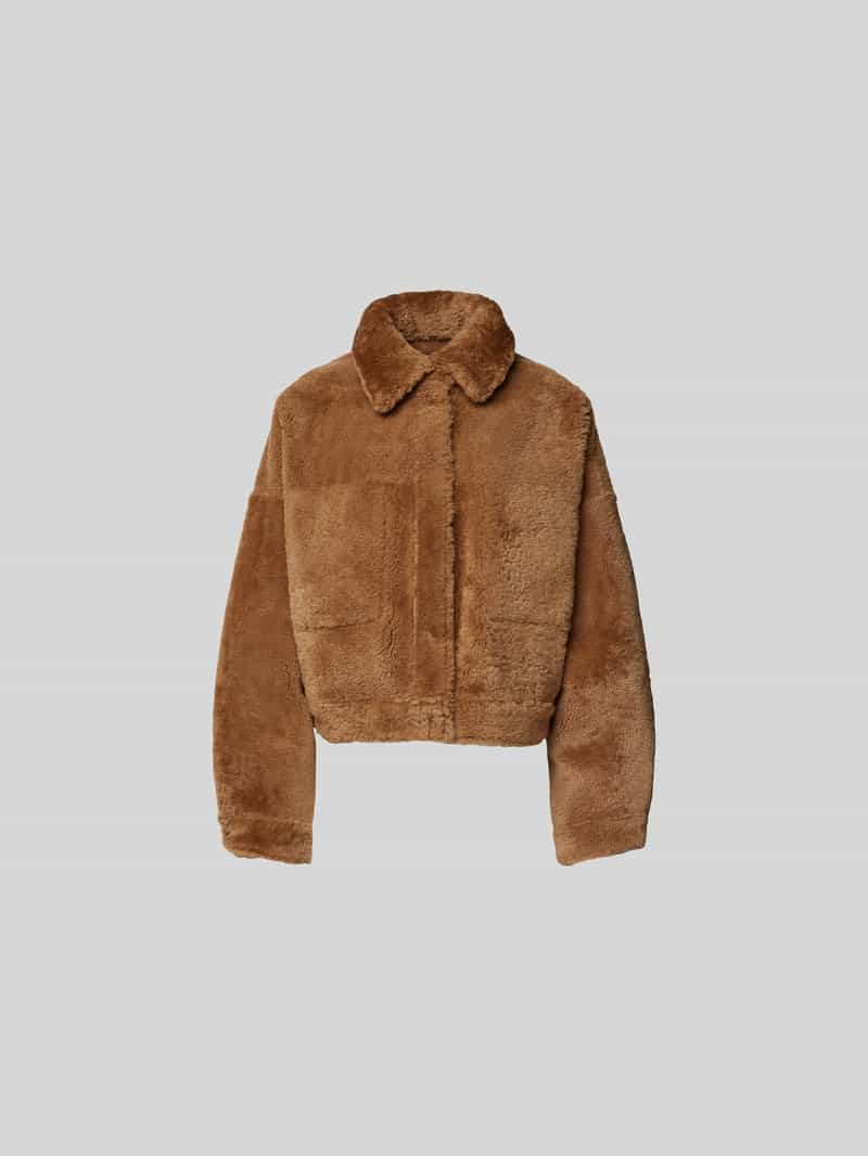 Oversized leren jas met bontlook