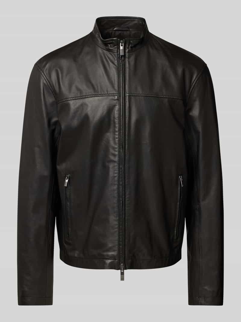 Armani Exchange Leren jack met tweewegritssluiting