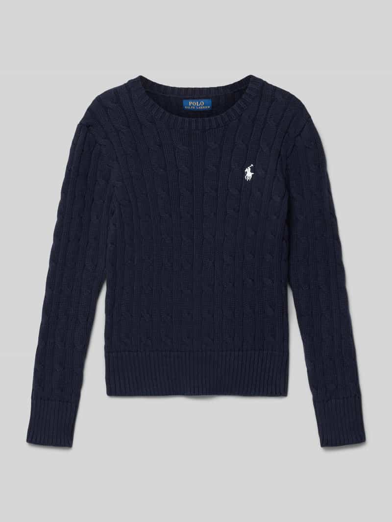 Polo Ralph Lauren Teens Gebreide pullover met kabelpatroon en ronde hals