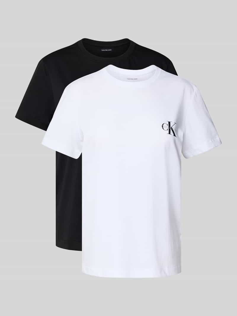 Calvin Klein Jeans T-shirt met labelprint in een set van 2 stuks