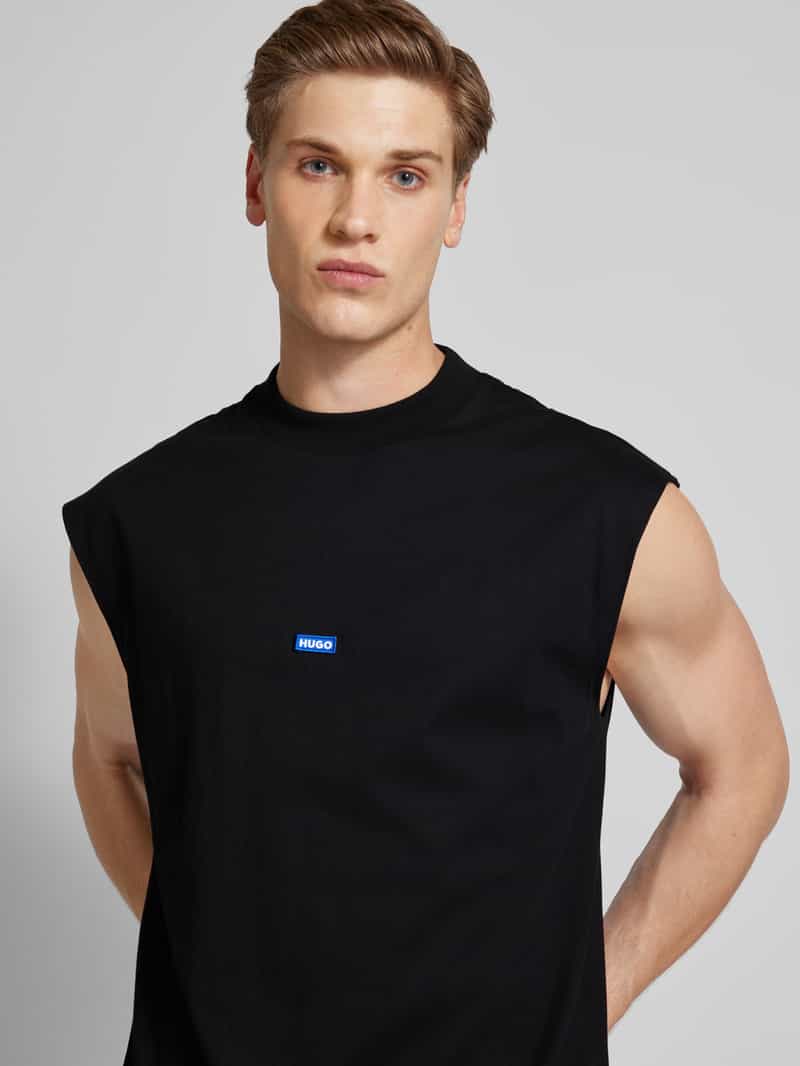 Hugo Blue Tanktop met labelbadge model 'Navertz'