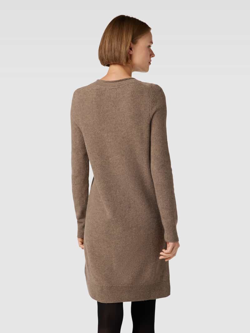 Knielange gebreide jurk met geribde ronde hals Christian Berg Woman